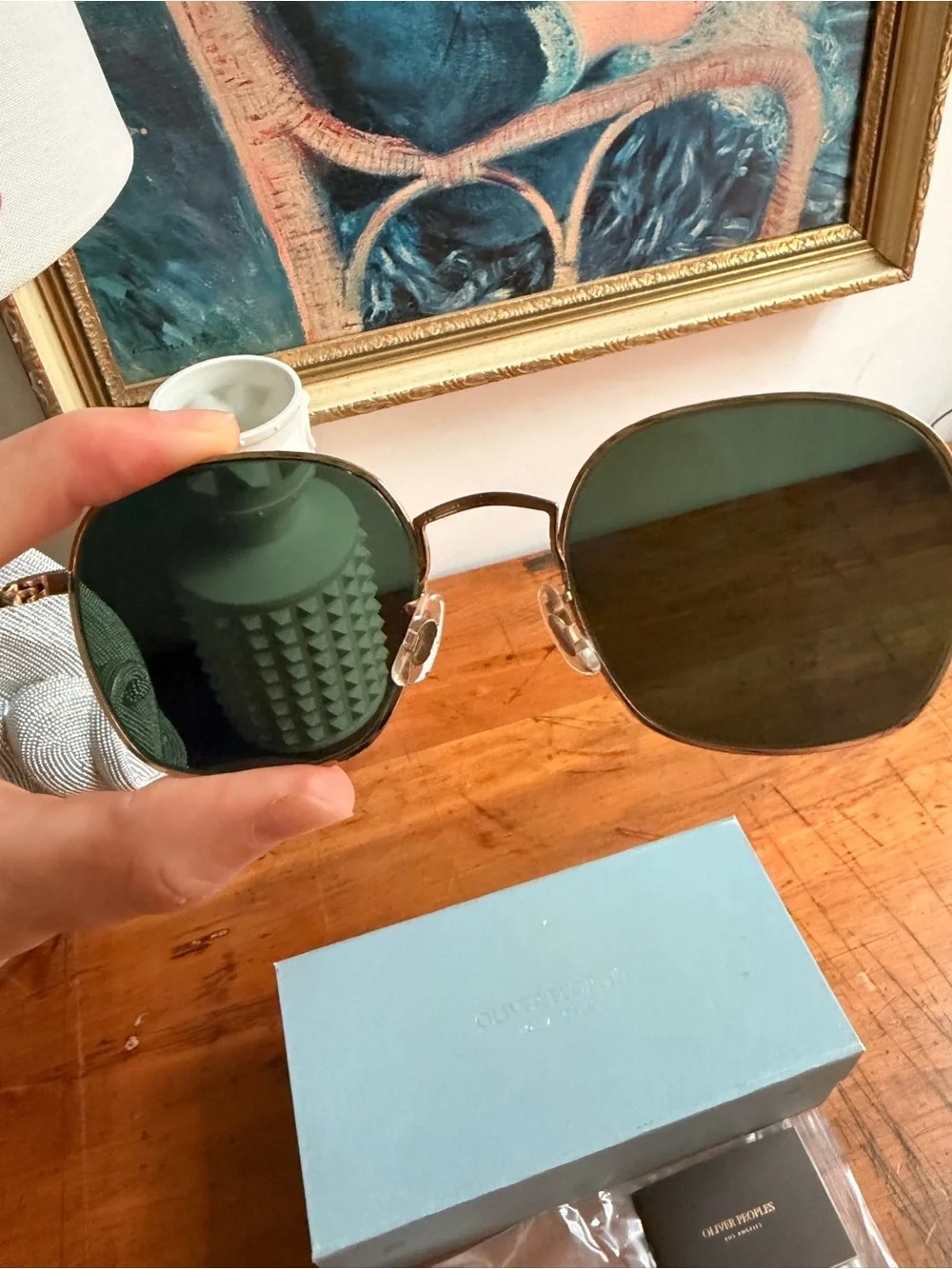 Oliver Peoples Adès Sunglasses OV1307ST Gold Titanium Frame Lenses G15 Goldtone